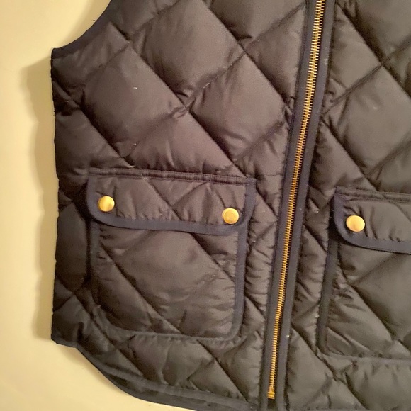 J. Crew navy quilted down vest gold accents Small - Picture 3 of 10